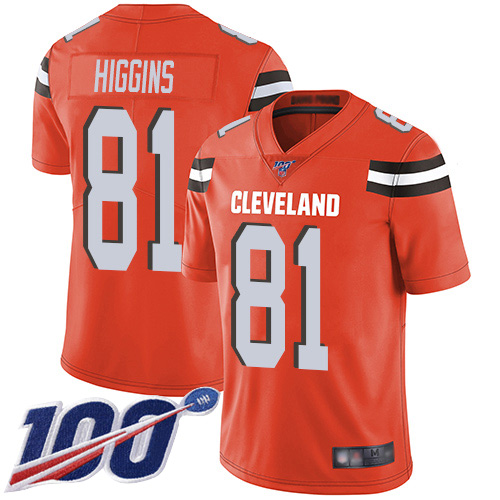 Cleveland Browns Rashard Higgins Men Orange Limited Jersey #81 NFL Football Alternate 100th Season Vapor Untouchable